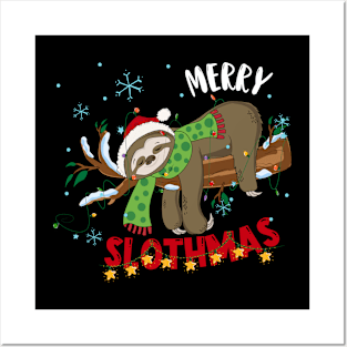 Merry Slothmas Christmas Pajama for Sloth Lovers Posters and Art